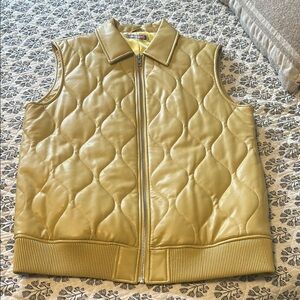 Yellow Quilted Leather Vest